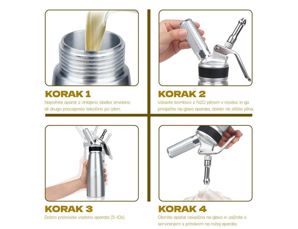Aparat za smetano / 1l / bel / aluminij