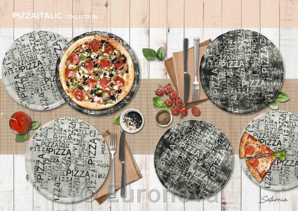 Pizza krožnik Napoli / 31cm / White & Black / 6kos