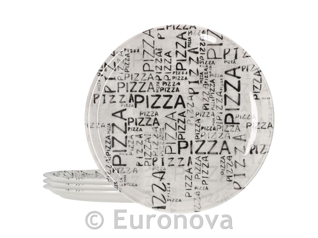 Pizza krožnik Napoli / 33cm / White & Black / 6 kos