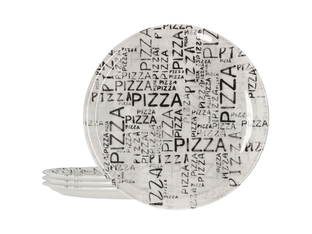 Pizza krožnik Napoli / 33cm / White & Black / 6 kos