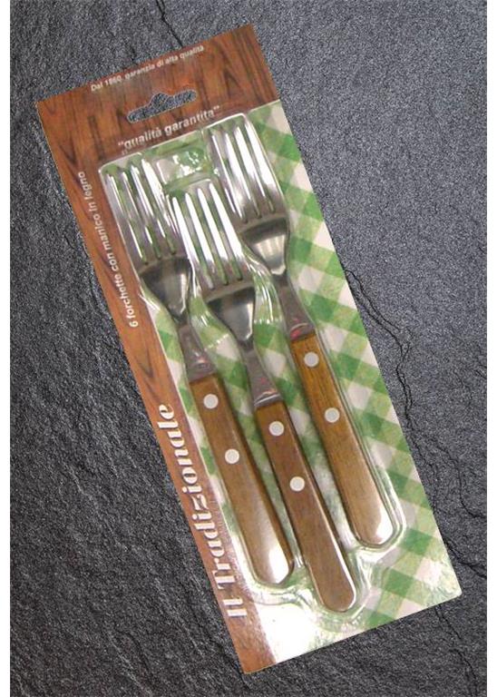 Vilica z lesenim ročajem / 20cm / 6kos