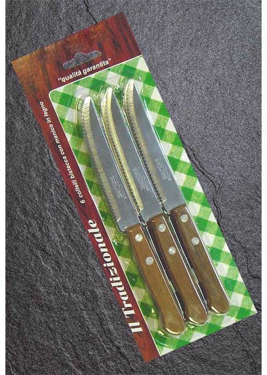 Nož z lesenim ročajem / 20cm / 12kos