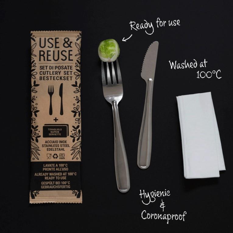 Set / pribor za večkratno uporabo / vilica,nož / 1kos