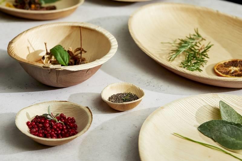 Eko krožnik oval / 29x20cm / palmovi listi / 12kos