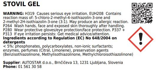 Sredstvo za pomivalne stroje Stovil Gel / 1000ml