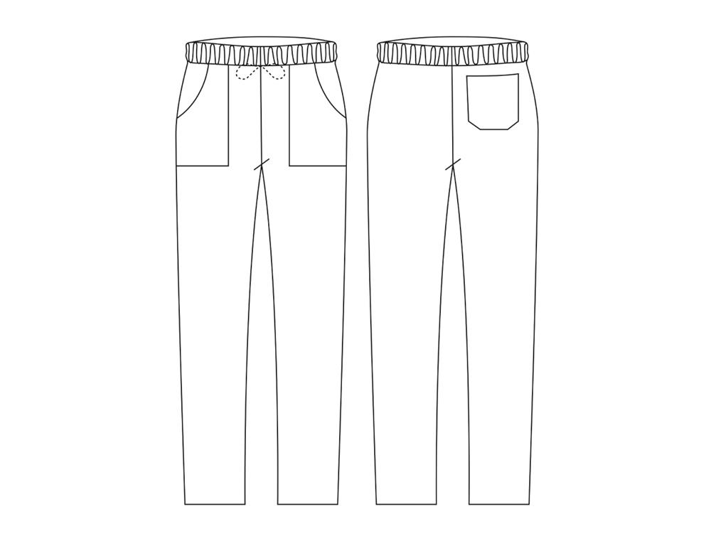 Kuharske hlače / Coulisse pockets / bele / XL