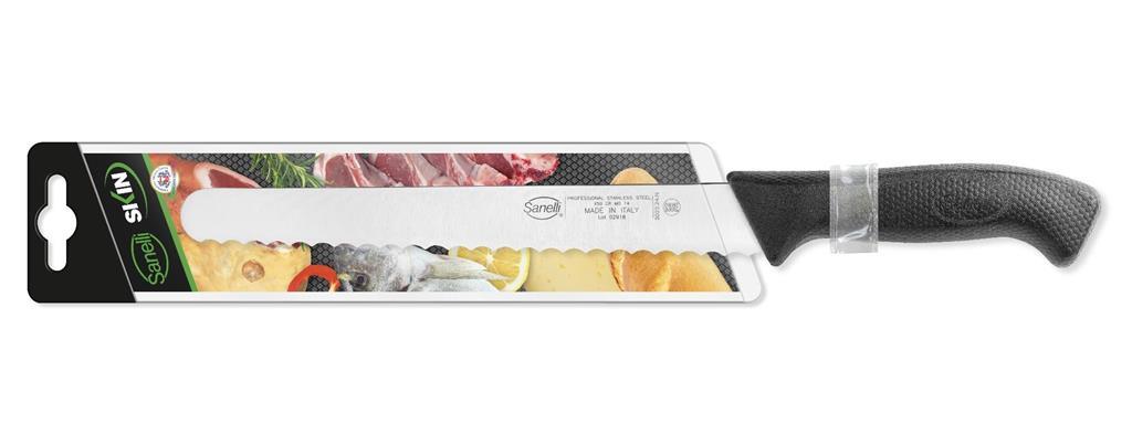 Nož za kruh in pecivo / 24cm / črn / Skin