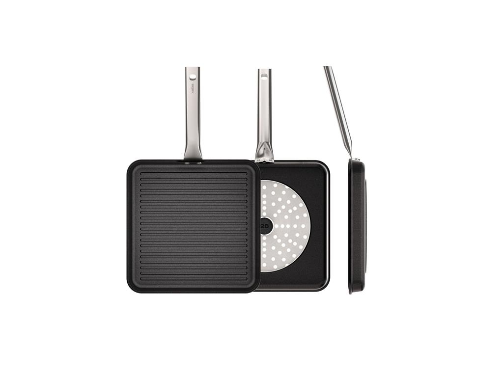 Aluminijasta ponev / Grill / 28x28cm / 3mm / Non-Stick / ind
