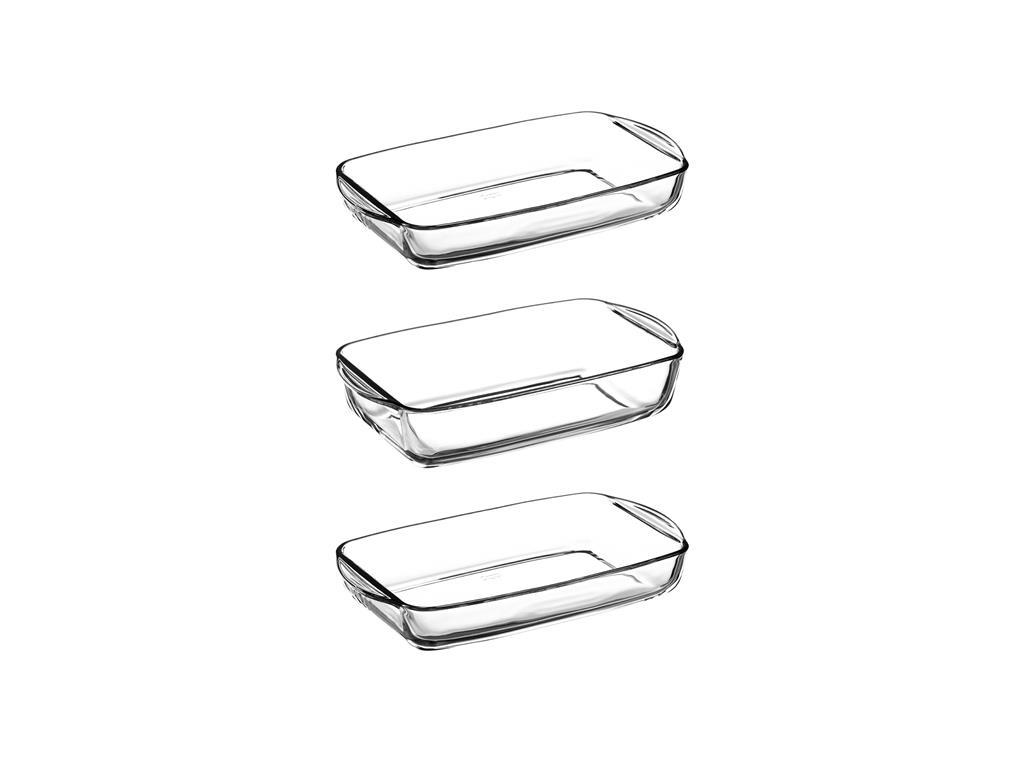 Set steklenih pekačev Borcam / 1.3L-1.95L-2.75L / 3kos