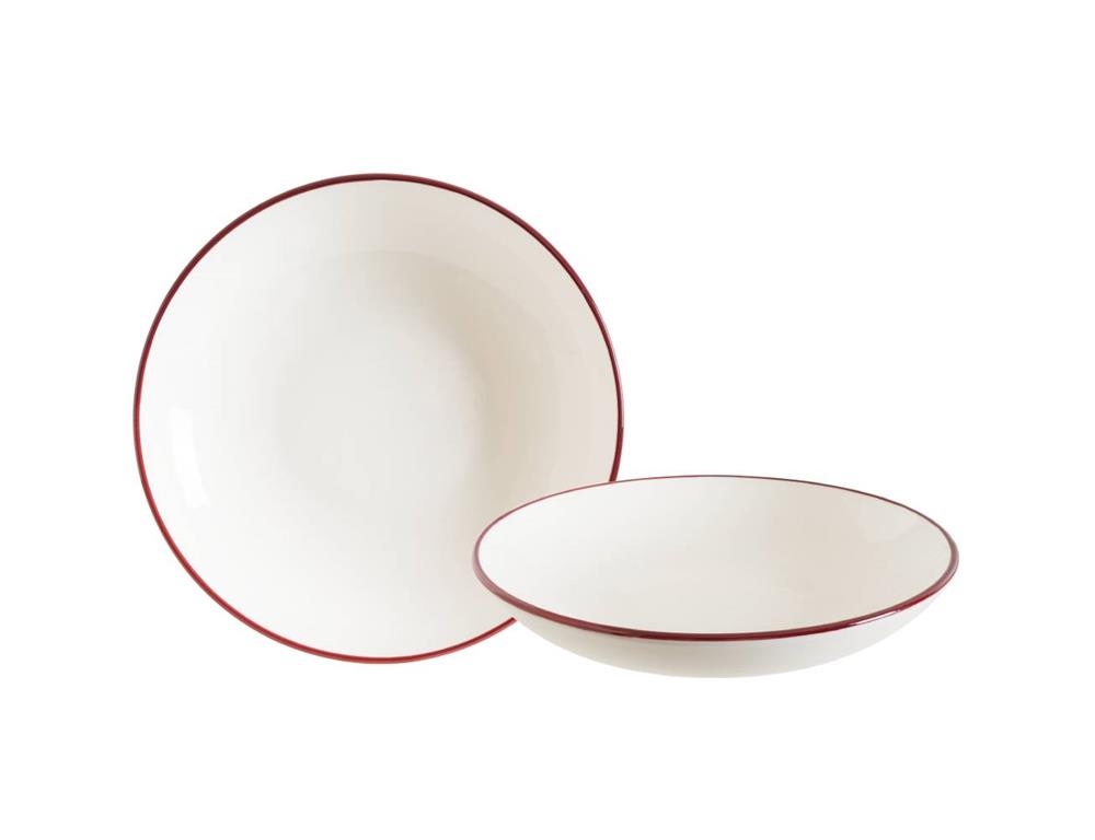 Linea Burgundy globoki krožnik Bloom / 23cm / 1000ml / 6kos