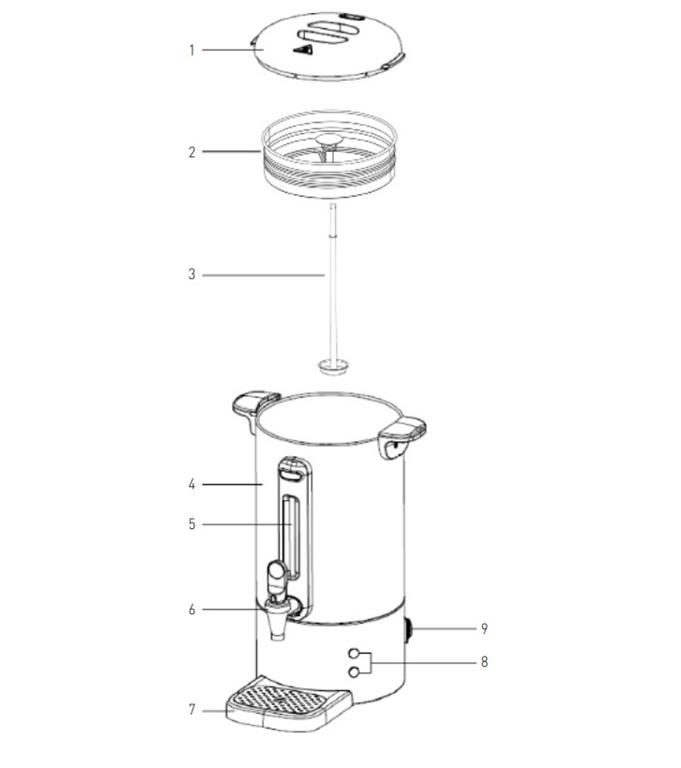 Perkolator kave / 7L / UNIQ / 1050W / 230V